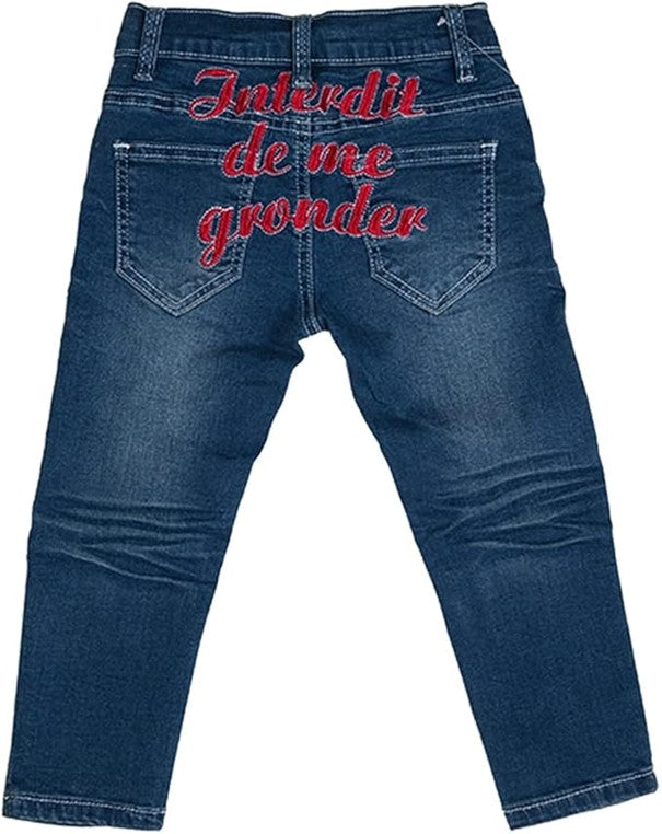 Jean fille Interdit de me gronder Lolita Bleu logo rouge
