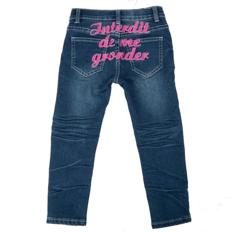 Pigejeans Skæld mig ikke ud Lolita Blå pink logo