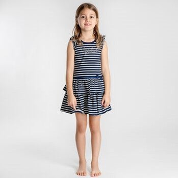 Viky Marineblau gestreiftes Kleid „Forbidden to Scold Me“