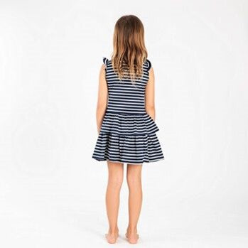 Viky Marineblau gestreiftes Kleid „Forbidden to Scold Me“
