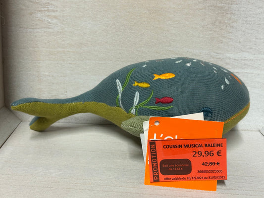 Coussin musicale pour bébé L'oiseau Bateau baleine sable - L'Atelier Des Tout-Petits