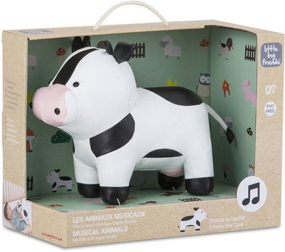 Peluche musicale bébé Emma la vache - Les animaux musicaux - L'Atelier Des Tout-Petits
