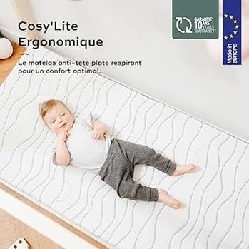 Matelas bébé ergonomique Babymoov Cosy'Lite 70x140 cm Blanc - L'Atelier Des Tout-Petits