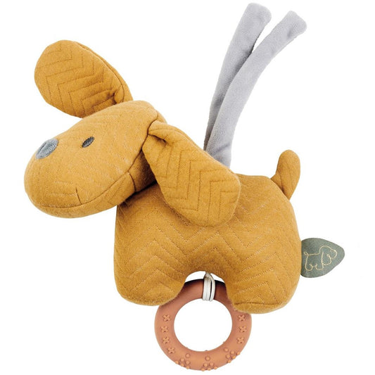 Nattou Charlie mini musical chien jacquard Caramel 18 cm - L'Atelier Des Tout-Petits