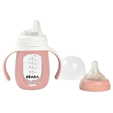Biberon d'apprentissage 2 en 1 en verre Béaba 210 ml