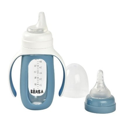 Biberon d'apprentissage 2 en 1 en verre Béaba 210 ml