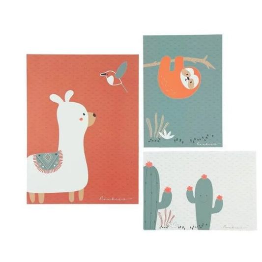 Set mit 3 orangefarbenen Postern von Noukies Moris und Sacha