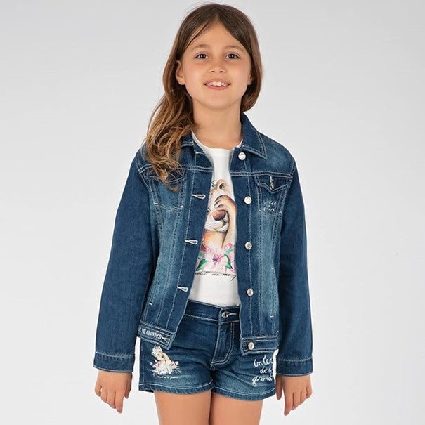 Lionissima Marineblaue Jeansjacke für Mädchen