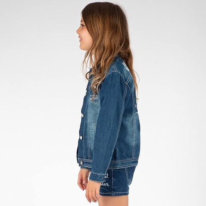 Lionissima Marineblaue Jeansjacke für Mädchen