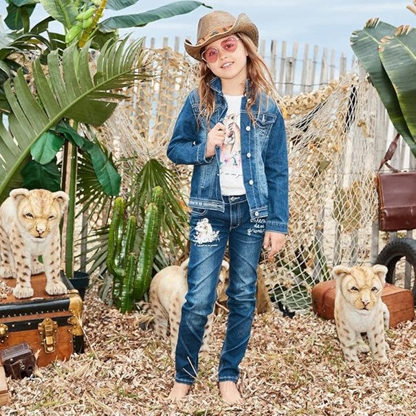 Lionissima Marineblaue Jeansjacke für Mädchen