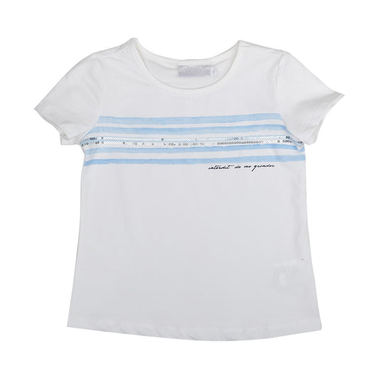 Weißes T-Shirt mit Aufschrift „No Scolding Me“ von Sky